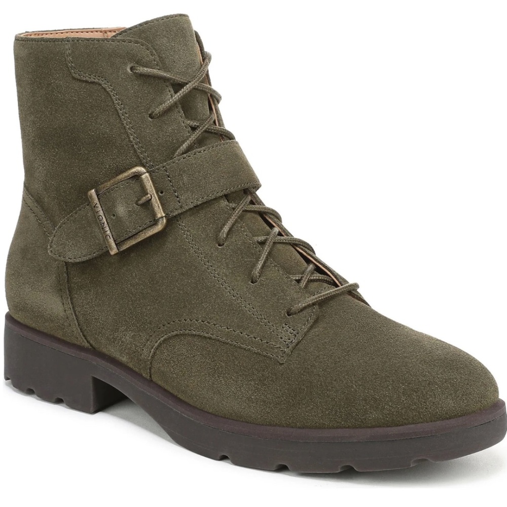 VIONIC CATINA LACE UP BOOT OLIVE SUEDE